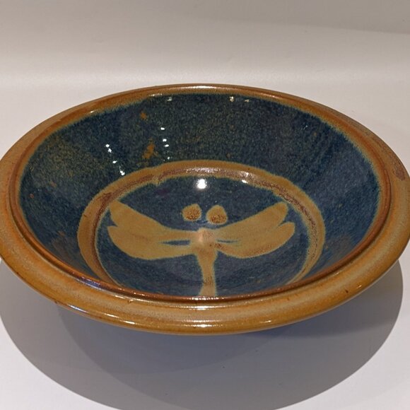 Vintage 1970s Stoneware Pottery Bowl – Dragonfly – Boho Cottagecore MCM Nature - Picture 3 of 7